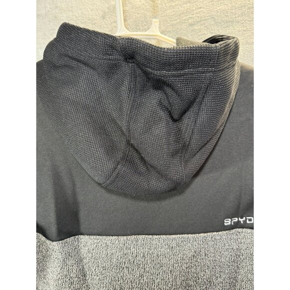 Spyder Sweater Men's Medium Hooded Half-Zip Sweater Black & Gray Polyester - Picture 11 of 16